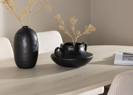 Venture Home Andy & Leone Ovala Matbord 180 x 90 Whitewash + Matstolar 2-pack Beige