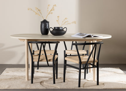 Venture Home Alfons & Andy Matstolar Svart + Ovala Matbord 180 x 90 Whitewash