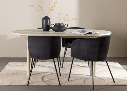 Venture Home Berit & Andy Matstolar Svart + Ovala Matbord 180 x 90 Whitewash