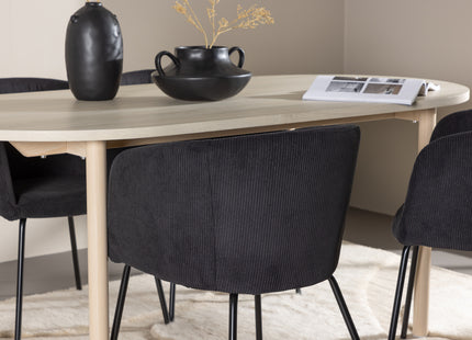 Venture Home Berit & Andy Matstolar Svart + Ovala Matbord 180 x 90 Whitewash