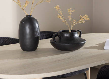 Venture Home Berit & Andy Matstolar Svart + Ovala Matbord 180 x 90 Whitewash
