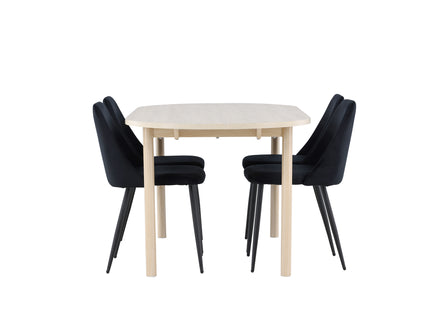 Venture Home Night & Andy Matstolar 2-pack Svart + Ovala Matbord 180 x 90 Whitewash