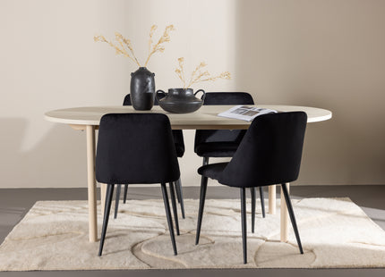 Venture Home Night & Andy Matstolar 2-pack Svart + Ovala Matbord 180 x 90 Whitewash