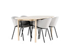 Venture Home Evelina & Andy Matstolar 2-pack Grå + Ovala Matbord 180 x 90 Whitewash