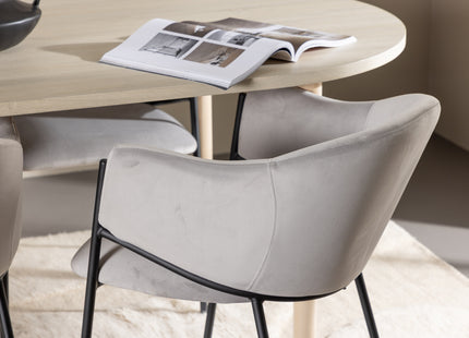 Venture Home Evelina & Andy Matstolar 2-pack Grå + Ovala Matbord 180 x 90 Whitewash