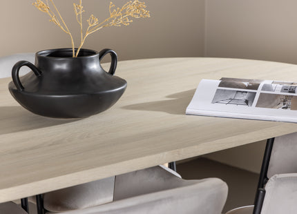 Venture Home Evelina & Andy Matstolar 2-pack Grå + Ovala Matbord 180 x 90 Whitewash