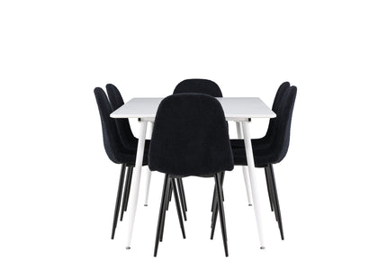 Venture Home Polar & Silar Matstolar 2-pack Svart + Rektangulära Matbord 180 x 90 Vit