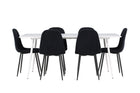 Venture Home Polar & Silar Matstolar 2-pack Svart + Rektangulära Matbord 180 x 90 Vit