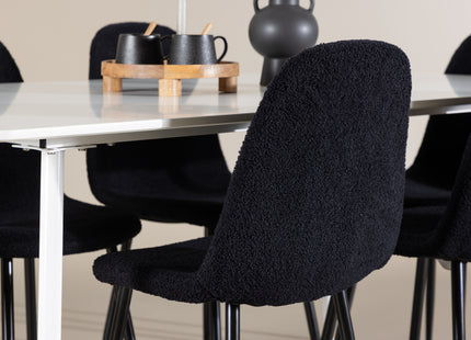 Venture Home Polar & Silar Matstolar 2-pack Svart + Rektangulära Matbord 180 x 90 Vit