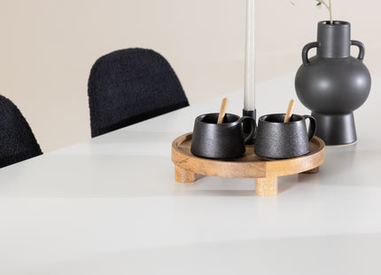 Venture Home Polar & Silar Matstolar 2-pack Svart + Rektangulära Matbord 180 x 90 Vit