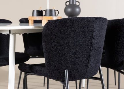 Venture Home Silar & Modesto Rektangulära Matbord 180 x 90 Vit + Matstolar 2-pack Svart