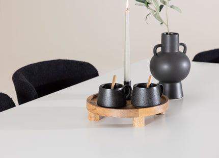 Venture Home Silar & Modesto Rektangulära Matbord 180 x 90 Vit + Matstolar 2-pack Svart