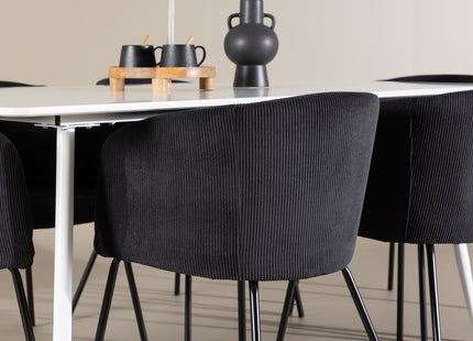 Venture Home Berit & Silar Matstolar Svart + Rektangulära Matbord 180 x 90 Vit