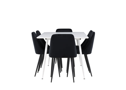 Venture Home Night & Silar Matstolar 2-pack Svart + Rektangulära Matbord 180 x 90 Vit