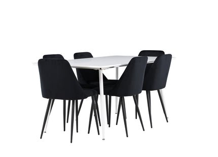 Venture Home Night & Silar Matstolar 2-pack Svart + Rektangulära Matbord 180 x 90 Vit