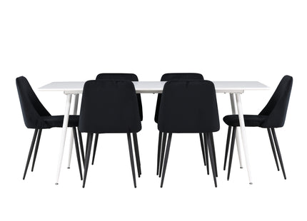 Venture Home Night & Silar Matstolar 2-pack Svart + Rektangulära Matbord 180 x 90 Vit