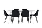 Venture Home Night & Silar Matstolar 2-pack Svart + Rektangulära Matbord 180 x 90 Vit