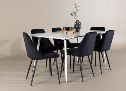 Venture Home Night & Silar Matstolar 2-pack Svart + Rektangulära Matbord 180 x 90 Vit