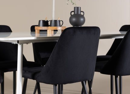 Venture Home Night & Silar Matstolar 2-pack Svart + Rektangulära Matbord 180 x 90 Vit