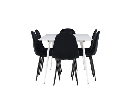 Venture Home Polar & Silar Matstolar 2-pack Svart + Rektangulära Matbord 180 x 90 Vit