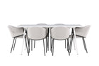 Venture Home Evelina & Silar Matstolar 2-pack Grå + Rektangulära Matbord 180 x 90 Vit