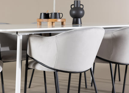 Venture Home Evelina & Silar Matstolar 2-pack Grå + Rektangulära Matbord 180 x 90 Vit