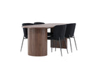 Venture Home Härön & Modesto Ovala Matbord 200 x 90 Mocca + Matstolar 2-pack Svart