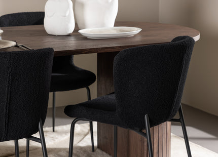 Venture Home Härön & Modesto Ovala Matbord 200 x 90 Mocca + Matstolar 2-pack Svart
