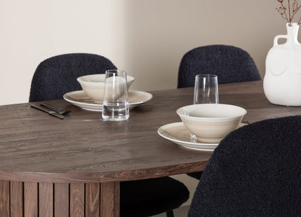 Venture Home Polar & Härön Matstolar 2-pack Svart + Ovala Matbord 200 x 90 Mocca