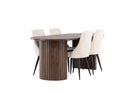 Venture Home Härön & Leone Ovala Matbord 200 x 90 Mocca + Matstolar 2-pack Beige