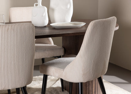 Venture Home Härön & Leone Ovala Matbord 200 x 90 Mocca + Matstolar 2-pack Beige