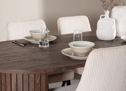 Venture Home Härön & Leone Ovala Matbord 200 x 90 Mocca + Matstolar 2-pack Beige