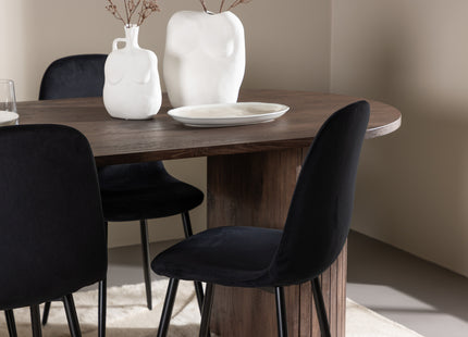 Venture Home Polar & Härön Matstolar 2-pack Svart + Ovala Matbord 200 x 90 Mocca