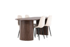 Venture Home Polar & Härön Matstolar 2-pack Beige + Ovala Matbord 200 x 90 Mocca
