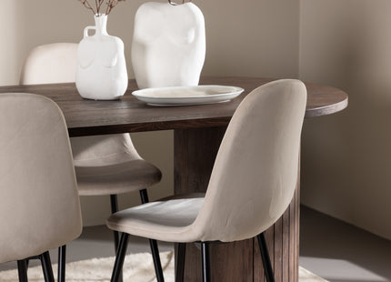Venture Home Polar & Härön Matstolar 2-pack Beige + Ovala Matbord 200 x 90 Mocca