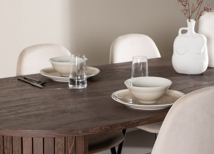 Venture Home Polar & Härön Matstolar 2-pack Beige + Ovala Matbord 200 x 90 Mocca