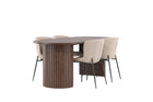 Venture Home Modesto & Härön Matstolar 2-pack Beige + Ovala Matbord 200 x 90 Mocca