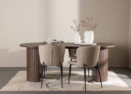 Venture Home Modesto & Härön Matstolar 2-pack Beige + Ovala Matbord 200 x 90 Mocca