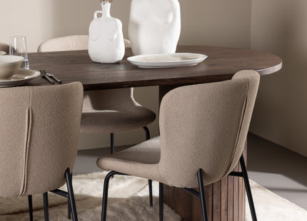 Venture Home Modesto & Härön Matstolar 2-pack Beige + Ovala Matbord 200 x 90 Mocca