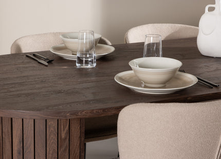 Venture Home Modesto & Härön Matstolar 2-pack Beige + Ovala Matbord 200 x 90 Mocca