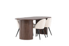 Venture Home Velvet & Härön Matstolar 2-pack Beige + Ovala Matbord 200 x 90 Mocca