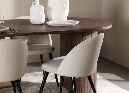 Venture Home Velvet & Härön Matstolar 2-pack Beige + Ovala Matbord 200 x 90 Mocca