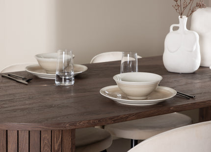 Venture Home Velvet & Härön Matstolar 2-pack Beige + Ovala Matbord 200 x 90 Mocca