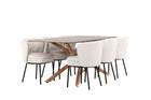 Venture Home Agnes & Piazza Matstolar 2-pack Vit + Rektangulära Matbord 180 x 90 Mocca