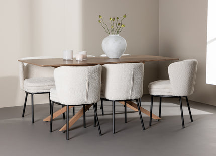 Venture Home Agnes & Piazza Matstolar 2-pack Vit + Rektangulära Matbord 180 x 90 Mocca