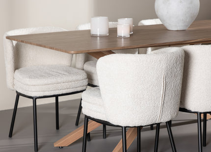 Venture Home Agnes & Piazza Matstolar 2-pack Vit + Rektangulära Matbord 180 x 90 Mocca