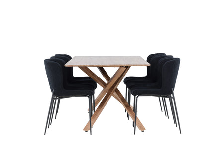 Venture Home Piazza & Modesto Rektangulära Matbord 180 x 90 Mocca + Matstolar 2-pack Svart