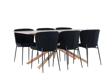 Venture Home Piazza & Modesto Rektangulära Matbord 180 x 90 Mocca + Matstolar 2-pack Svart