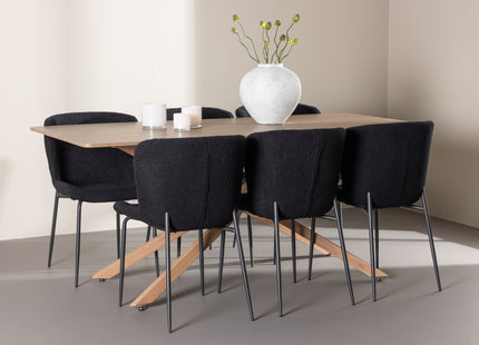 Venture Home Piazza & Modesto Rektangulära Matbord 180 x 90 Mocca + Matstolar 2-pack Svart