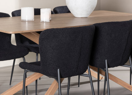 Venture Home Piazza & Modesto Rektangulära Matbord 180 x 90 Mocca + Matstolar 2-pack Svart